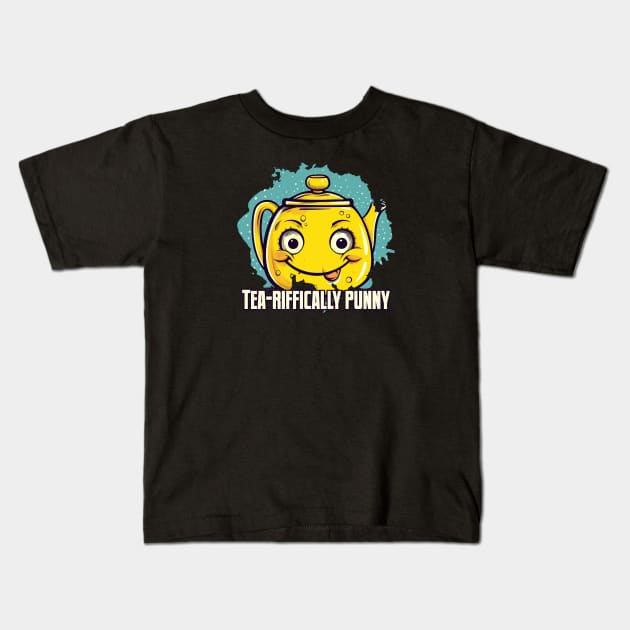 Tea-riffically Punny Kids T-Shirt by Pixy Official